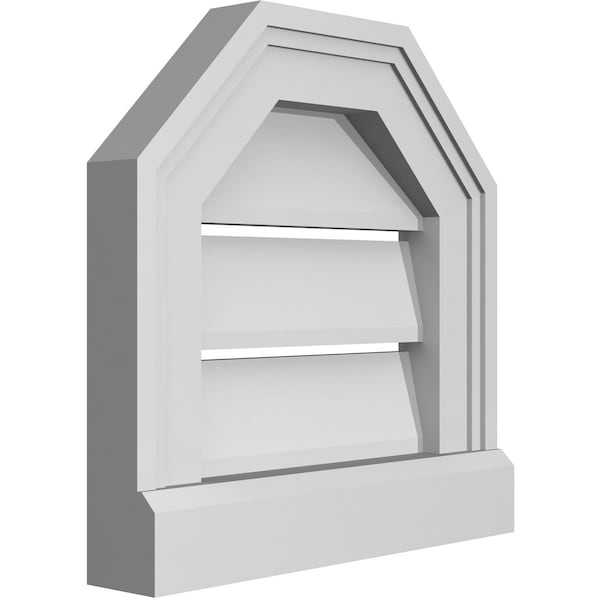 Octagonal Top Surface Mount PVC Gable Vent W/ 2W X 2P Brickmould Sill Frame, 12W X 12H